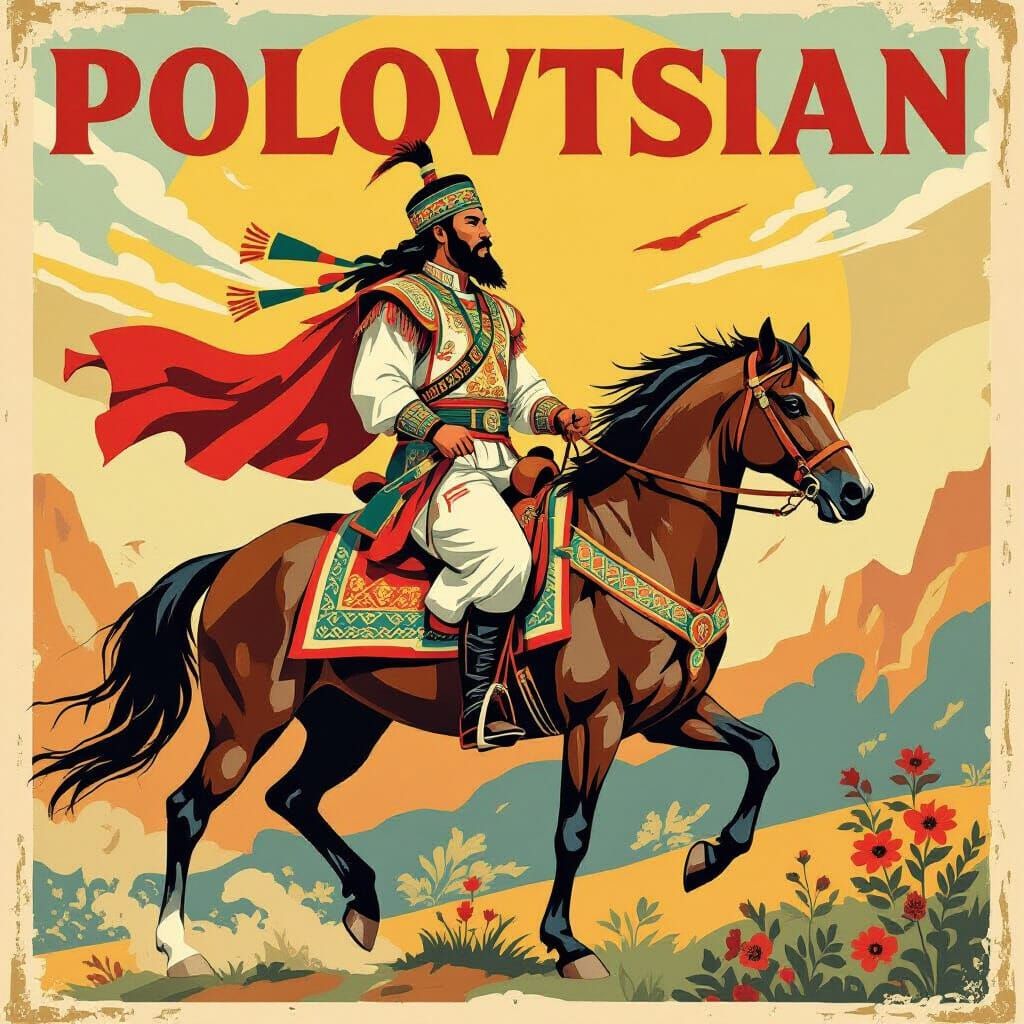 Ottoman Warrior on Horse in Early 20th Century Sports Poster...