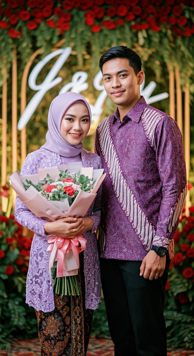 Elegant Korean Woman in Modern Kebaya, Romantic Portrait