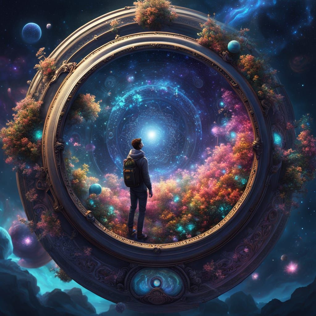 Celestial Being Crafts Galaxy in Cosmic Pocket Watch