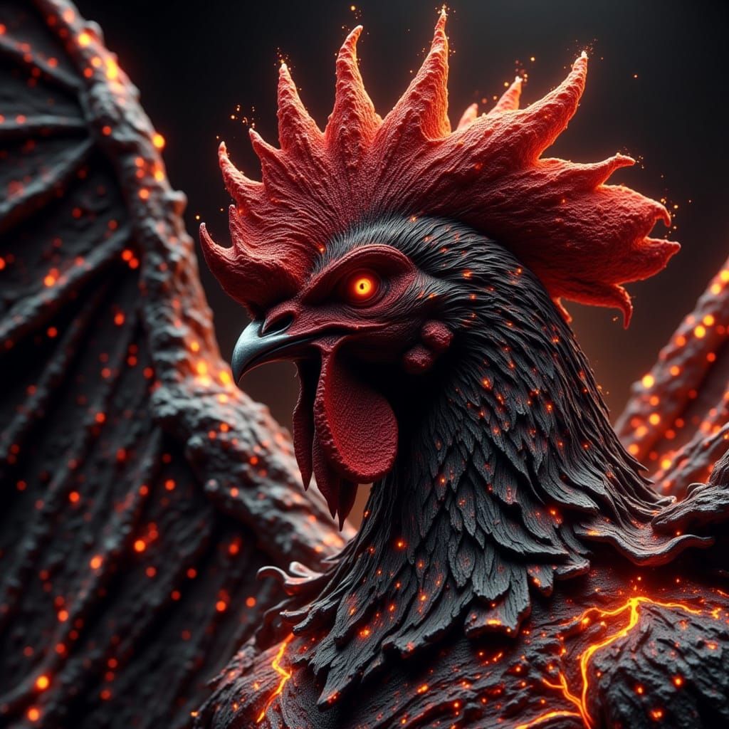 Surreal Murraypunk Rooster in Grungy Oil Painting Style with...