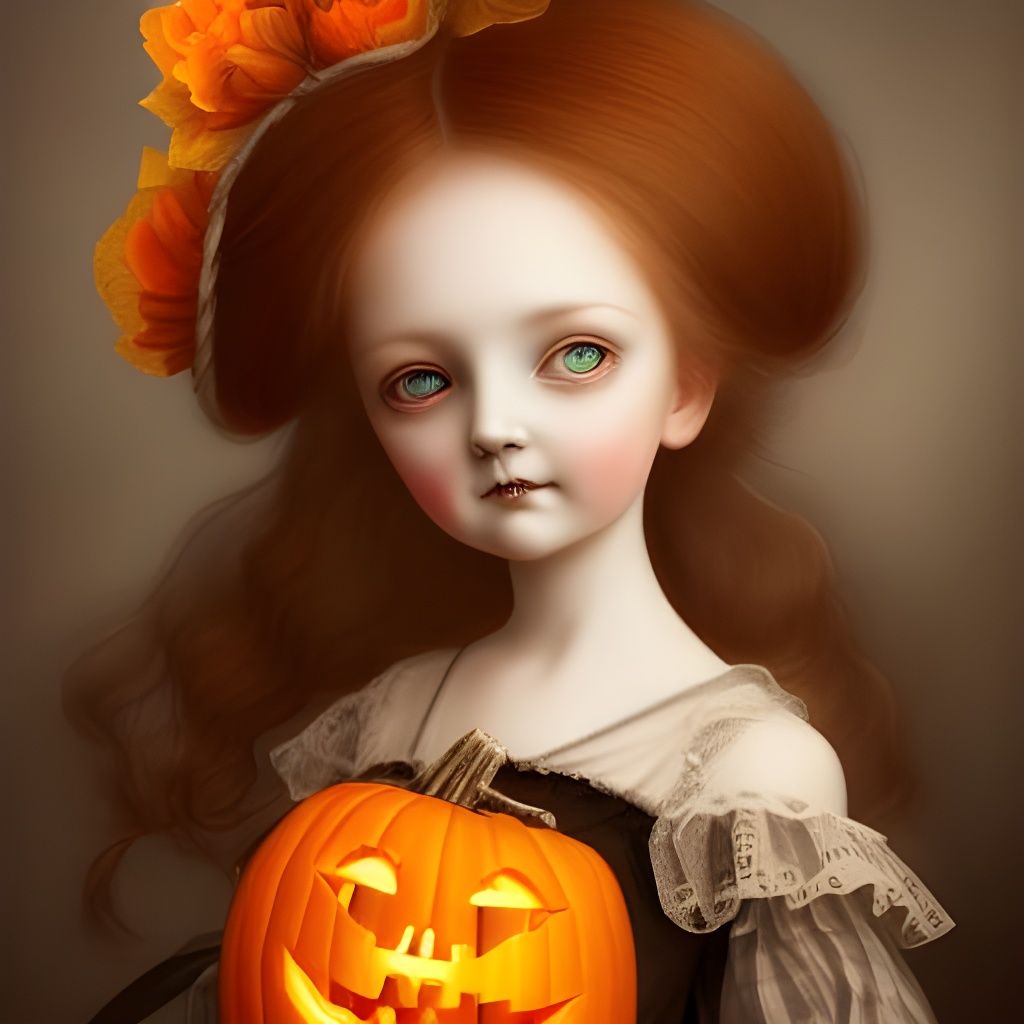 Fearsome Victorian Pumpkin Doll, Anime Style