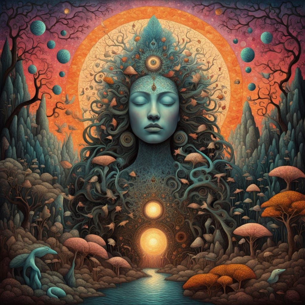 Mystical Shaman Weaves Luminous Sculpture from Cracked Souls