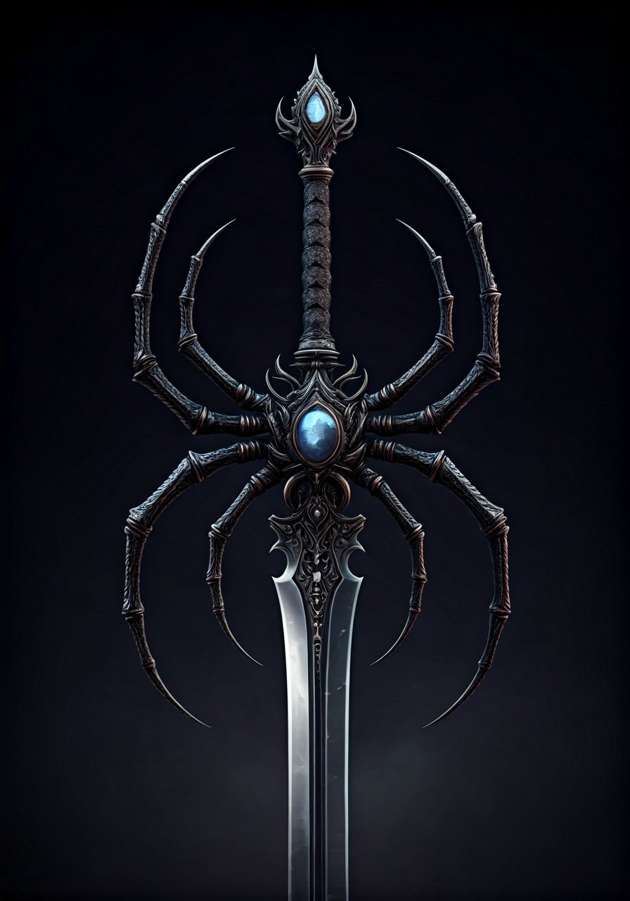 Ornate Spider-Themed Greatsword in Dark Fantasy Style