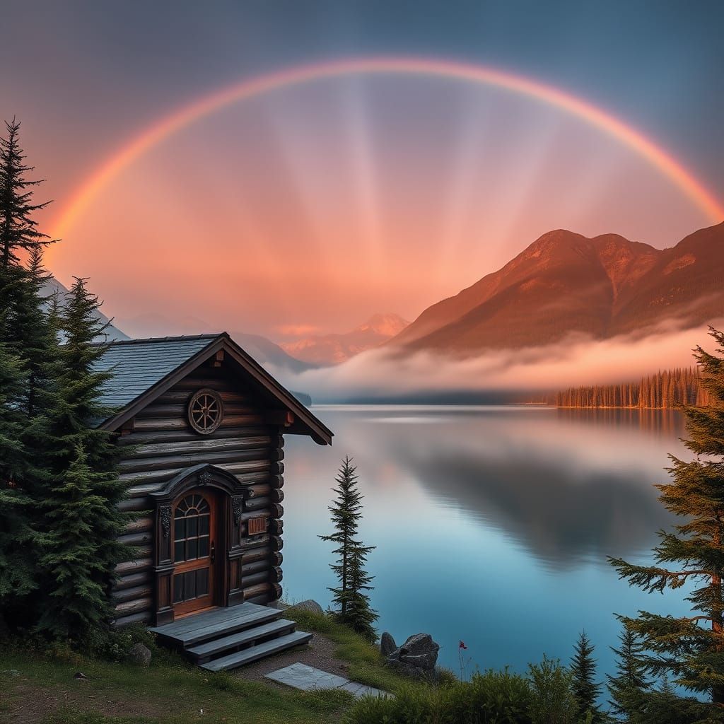 Serene Mountain Lake at Dawn in Hyperrealistic Detail