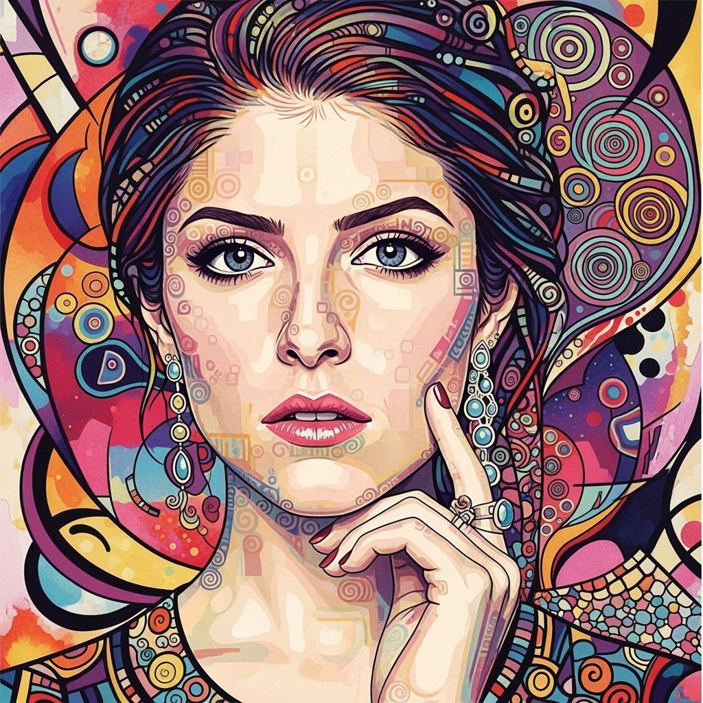 Anna Kendrick Abstract Portrait in Kandinsky & Klimt Style