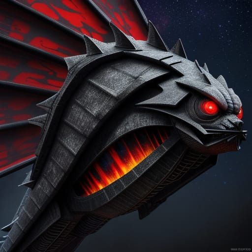 Darth Vader as a Surreal Flying Dragon