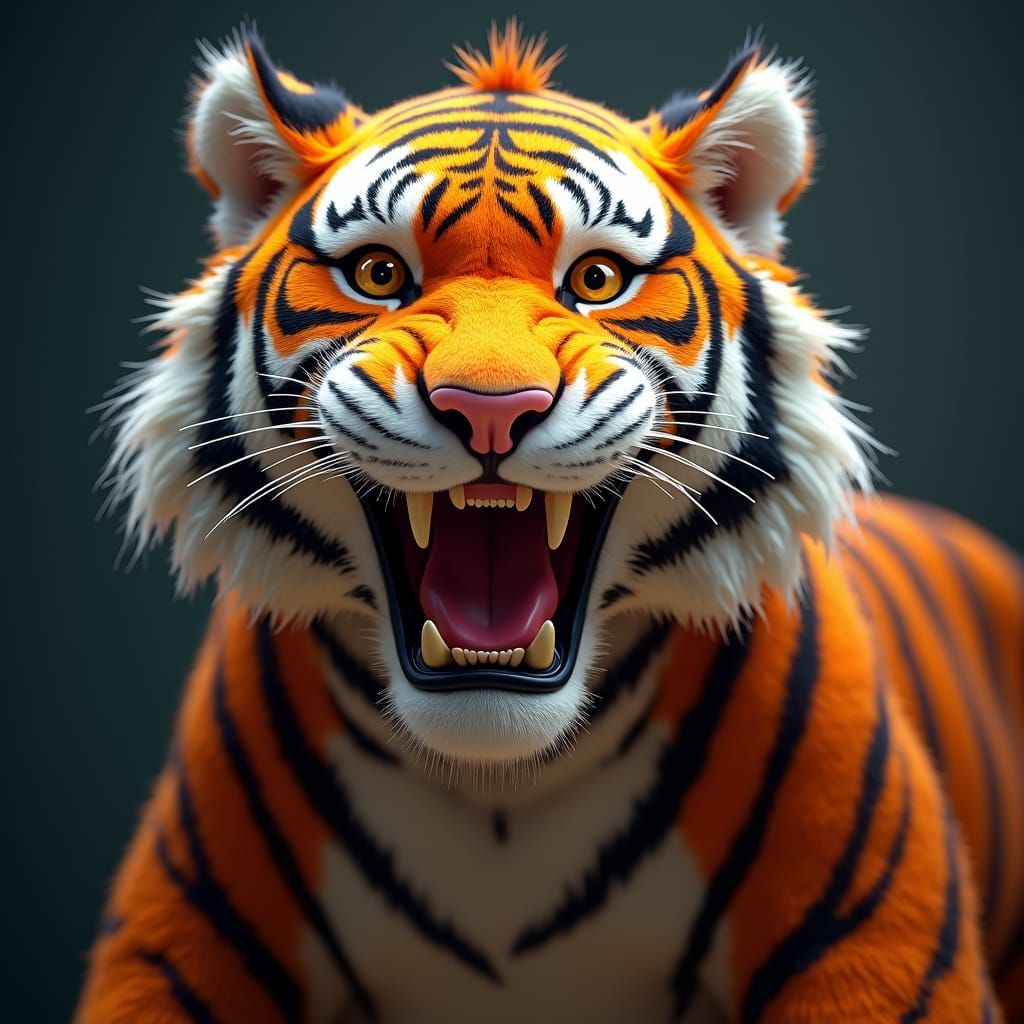 Hyperrealistic Tony the Tiger Portrait in Art Nouveau Style