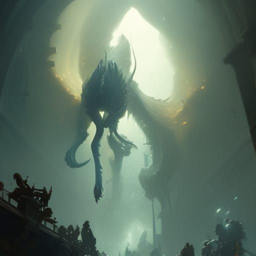 Detailed Chimera in Dark Fantasy Art Style