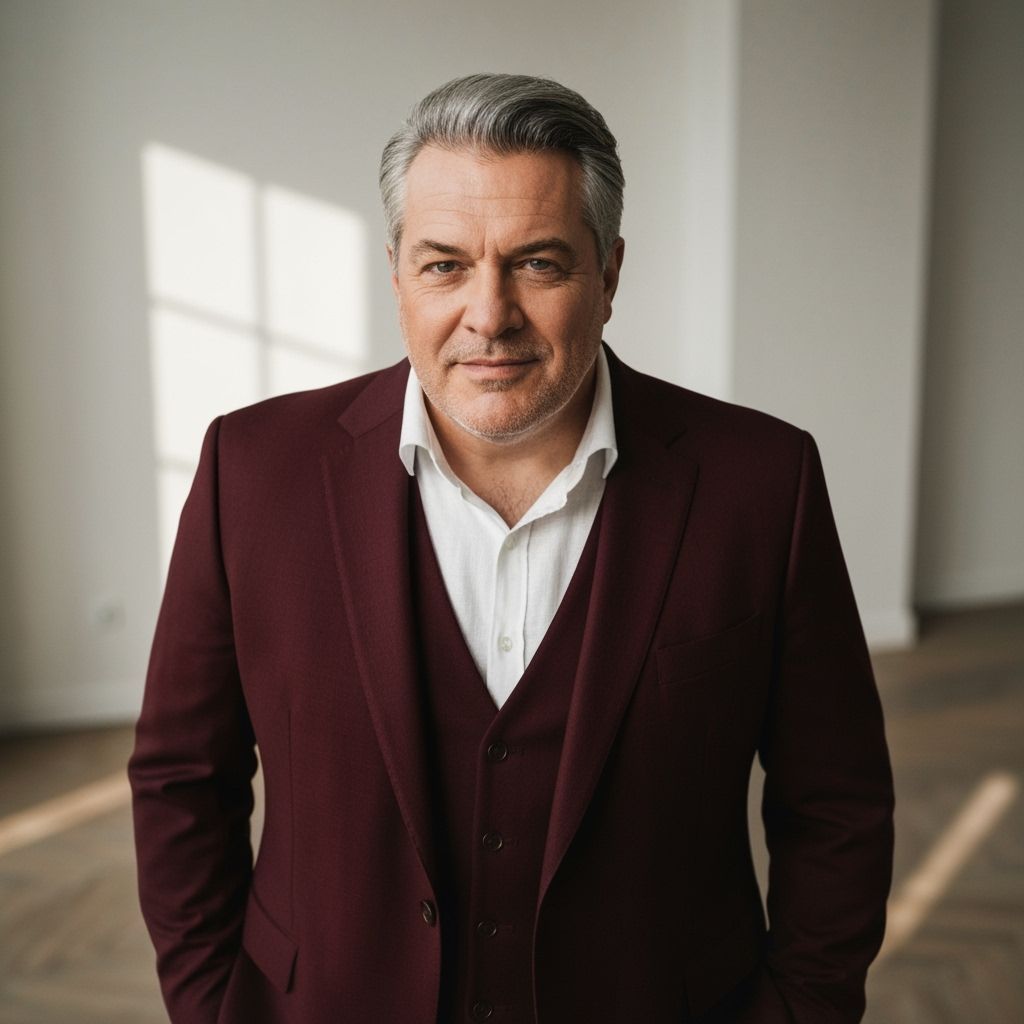 Confident Man in Suit: Realistic Portrait Photography