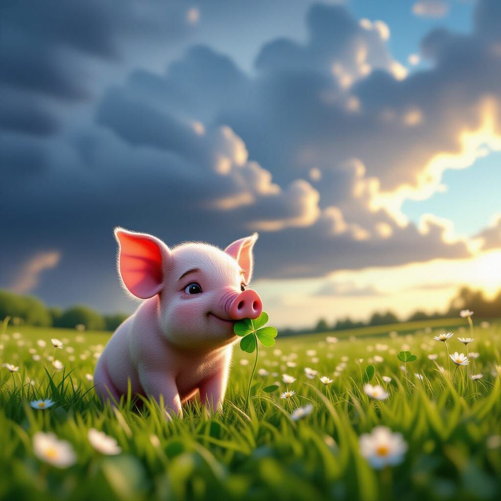 Piglet and Clover in Pixar-Inspired Meadow