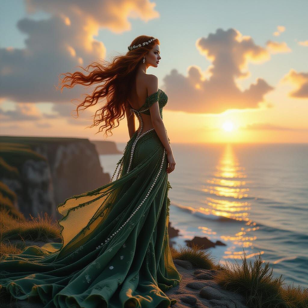 Celtic Goddess Overlooking the Sea: Digital Matte Painting