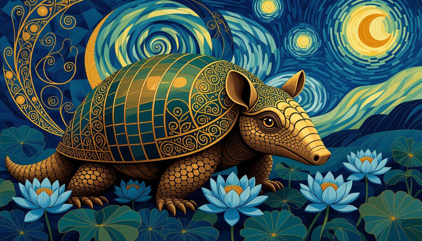 Colossal Armadillo in Art Deco Nouveau Mosaic Style