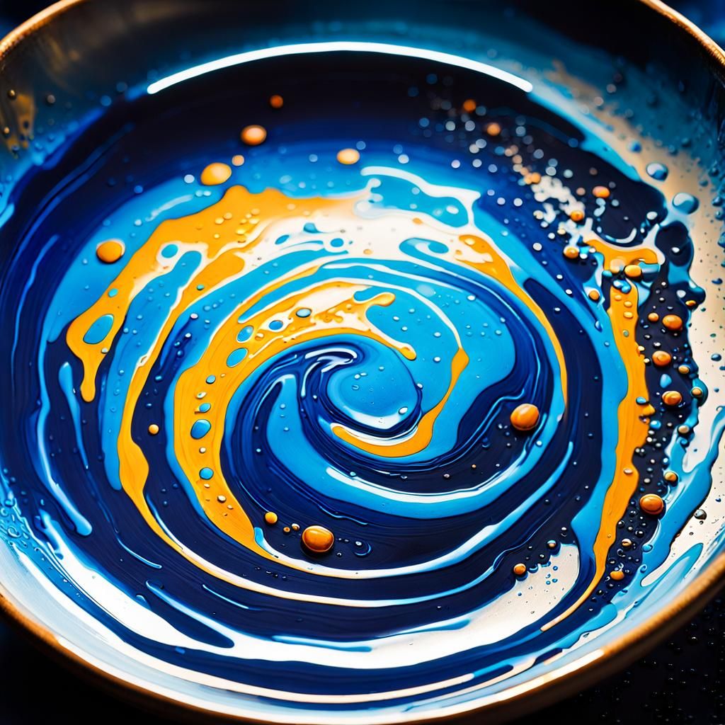 Glowing Blue Liquid Splash in Abstract Expressionism Style