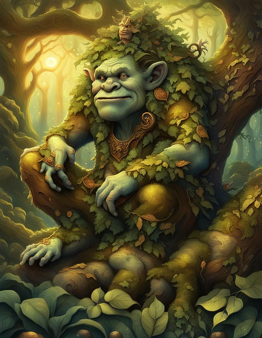 Troll in Enchanted Garden: Fauvist Expressionism