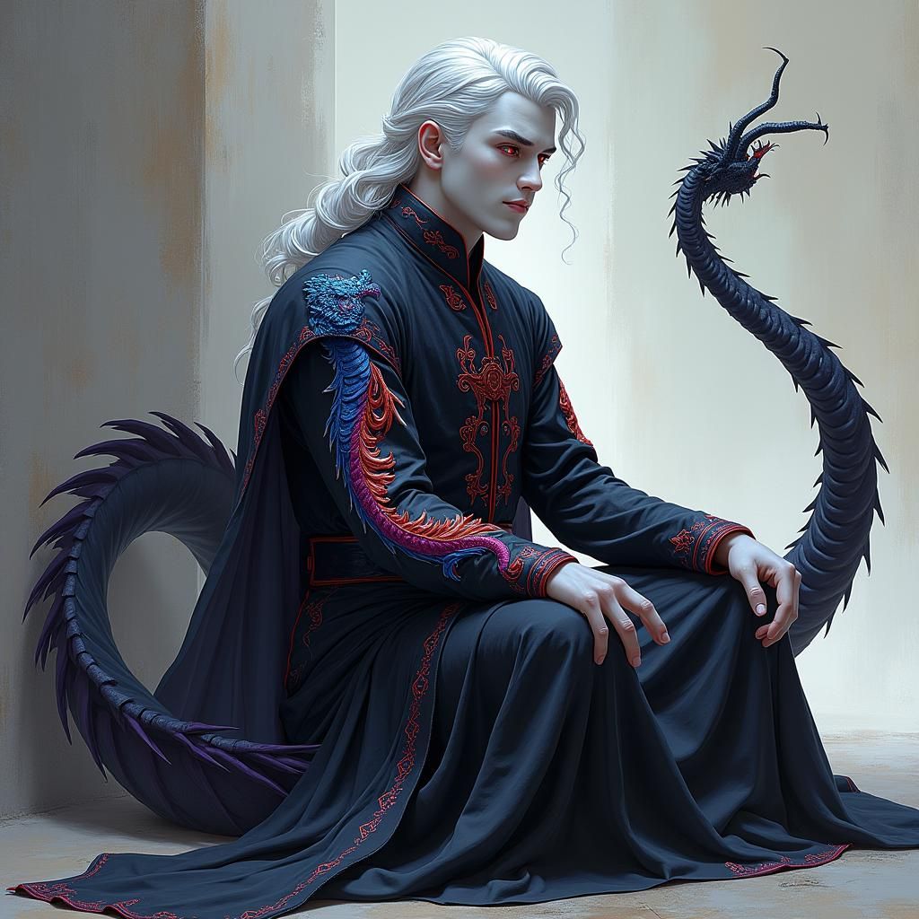 DragonLord Prince with Two-Headed Dragon in Comic Art Style