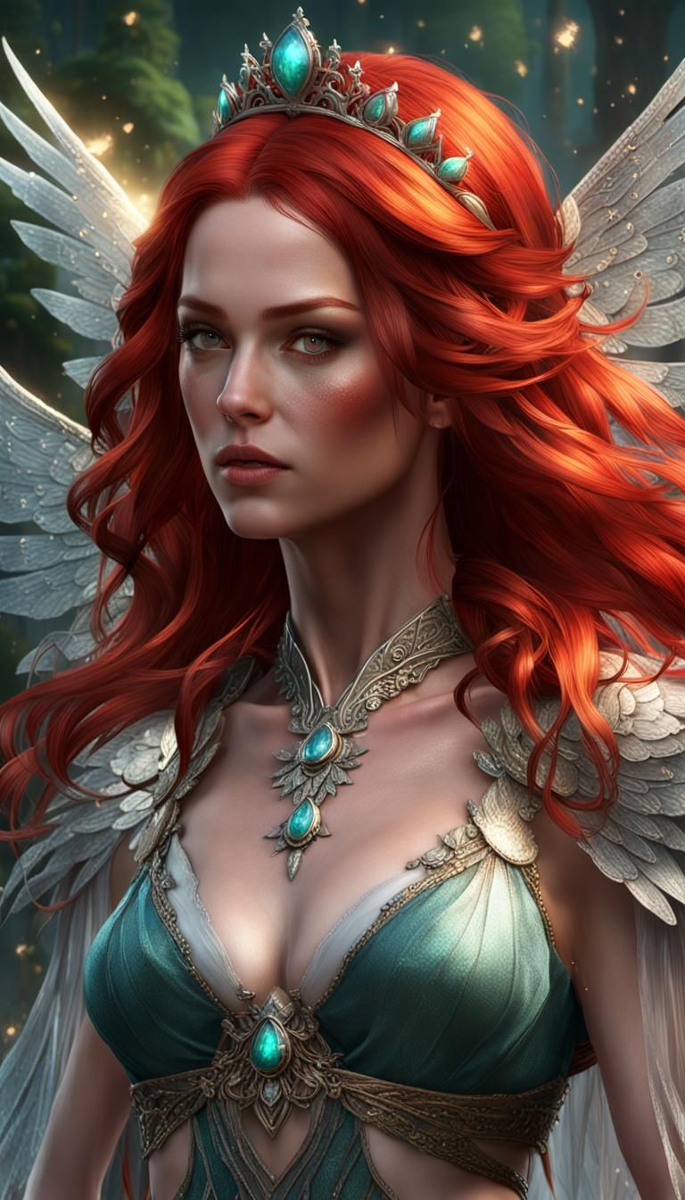 Fae with Crown and Wings in Ethereal Style