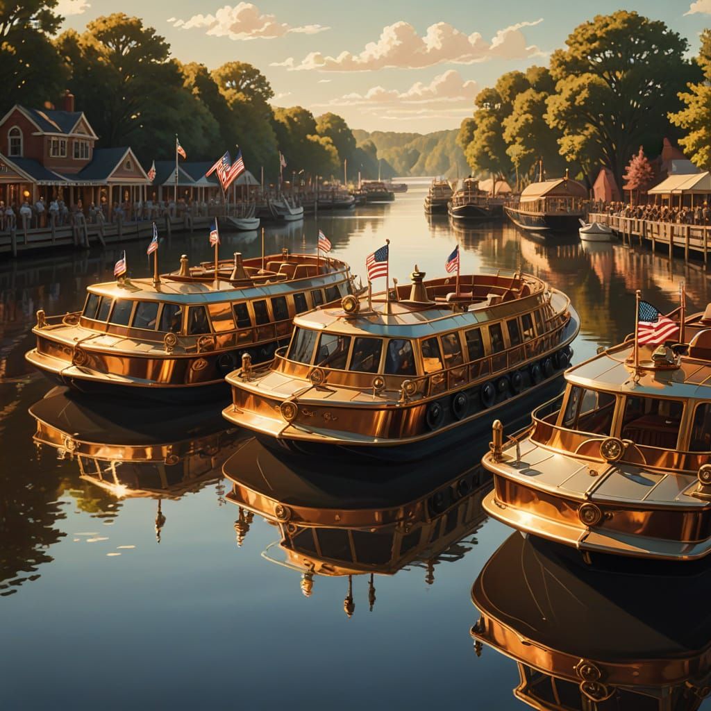 Steampunk Paddle Boats Race Illustration