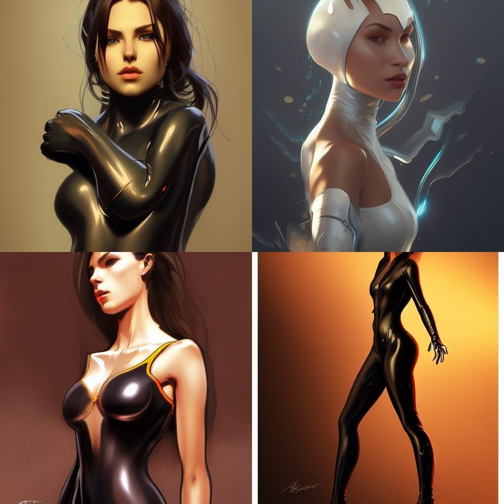 Hyperdetailed Catsuit Portrait by Greg Rutkowski, Artgerm