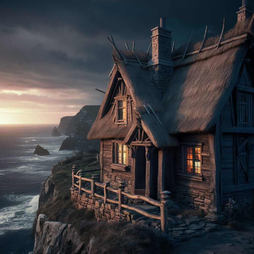 Enchanting Thatched Cottage Overlooking the Sea