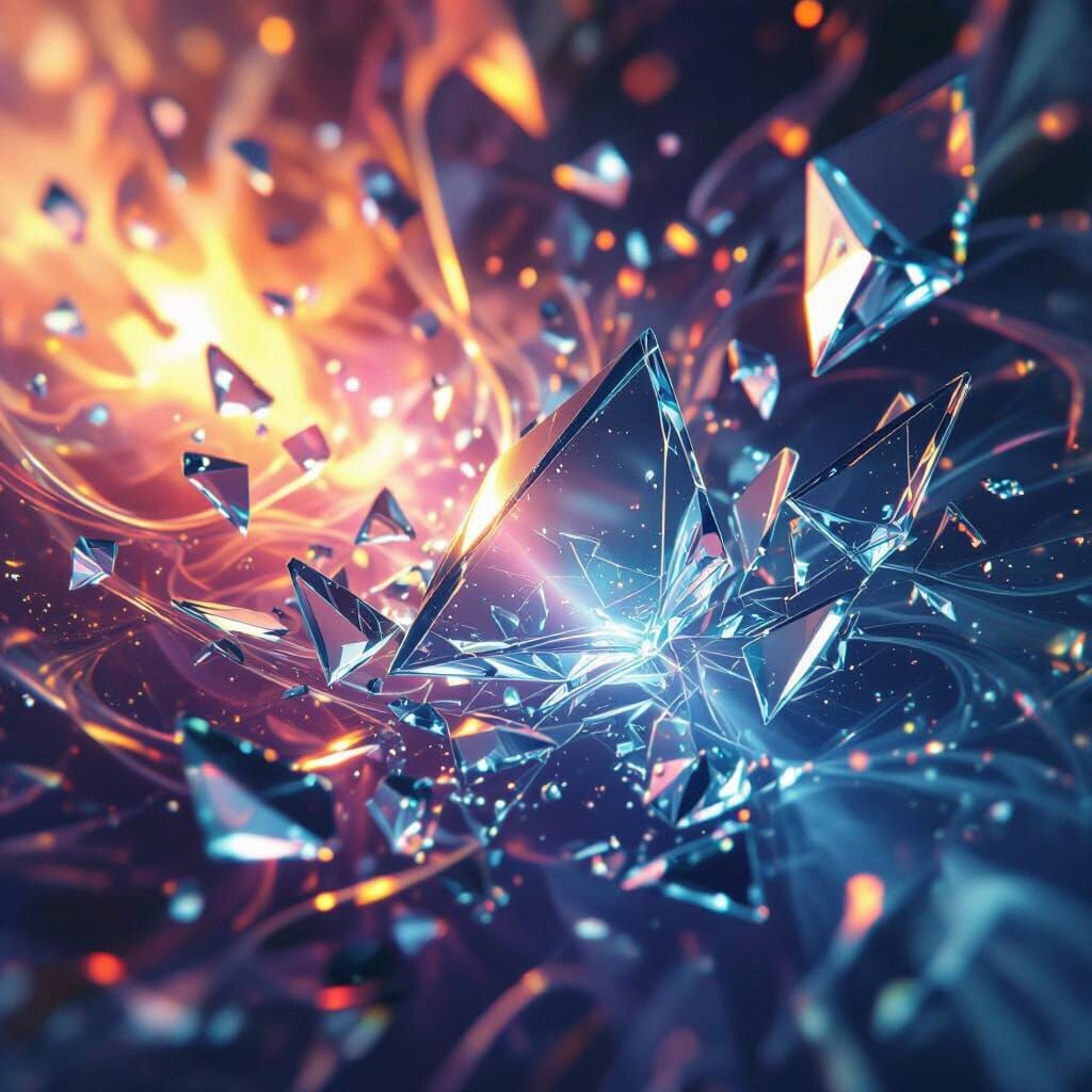 Mystical Glass Fragments Refracting Light: Fantasy Concept A...