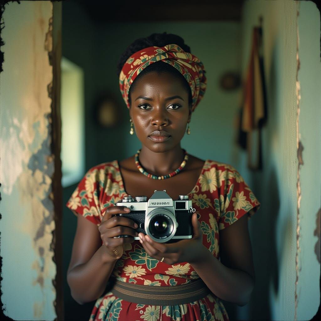 Melancholic Zulu Woman with Vintage Camera
