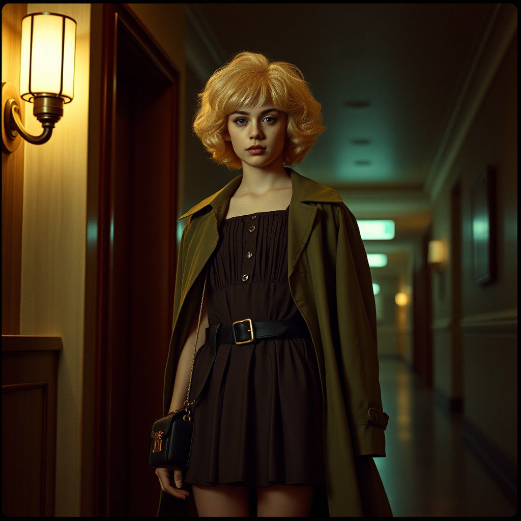 Crossdressing Teen in Hotel, Cinematic Film Still