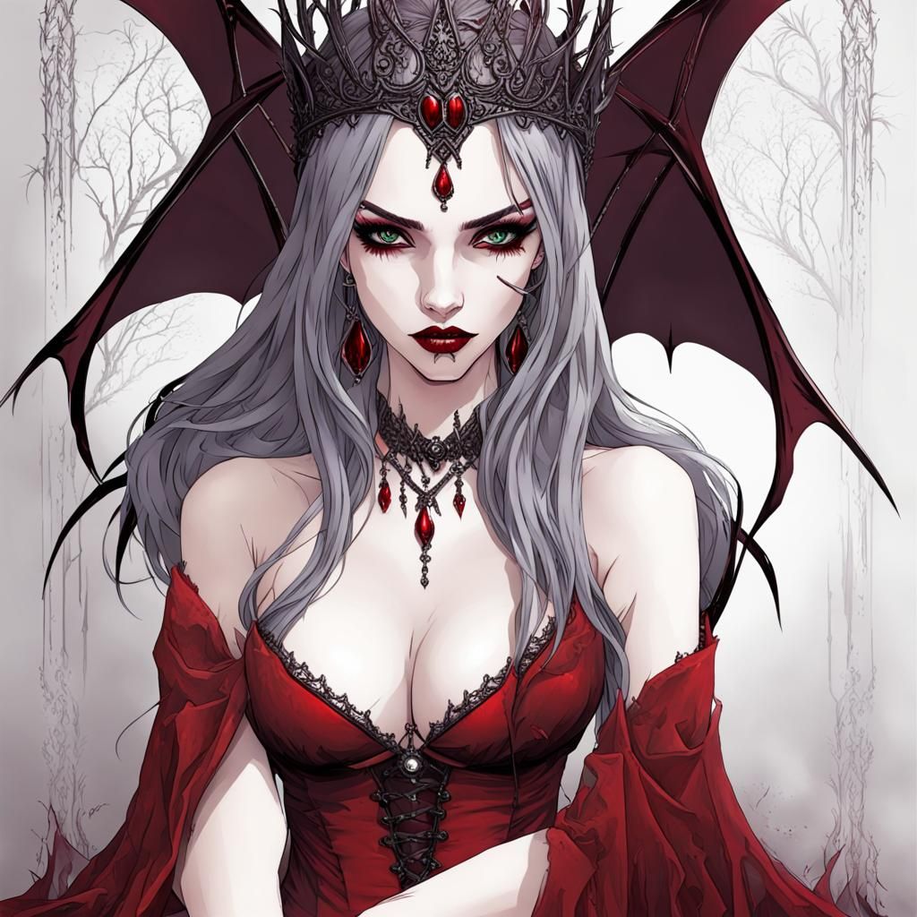 Alluring Vampire Queen in Fantasy Art Style