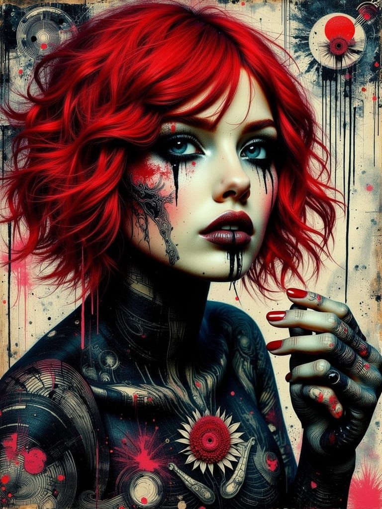 Gothic Abstract Portrait in Surreal Despaircore Style