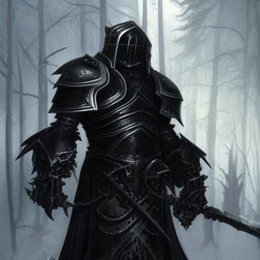 Gothic Death Knight in Snowy Forest