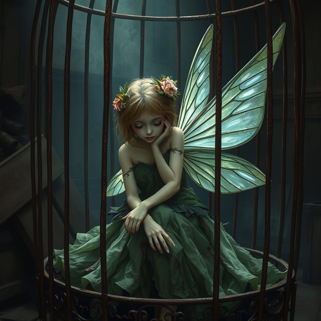 Mournful Fairy in a Dark, Decaying Cell
