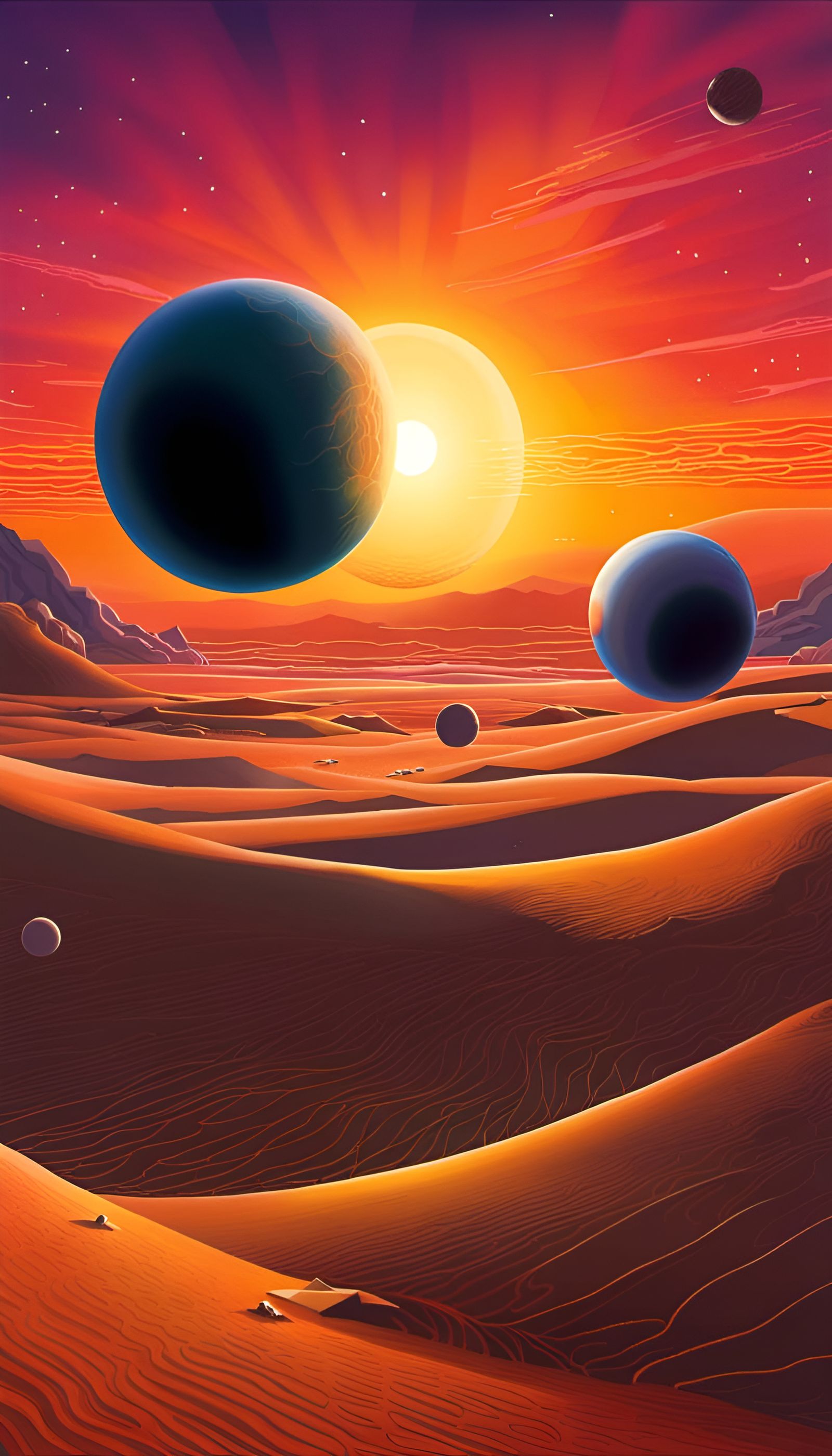 Spaceballs Combing Desert Scene with Two Suns