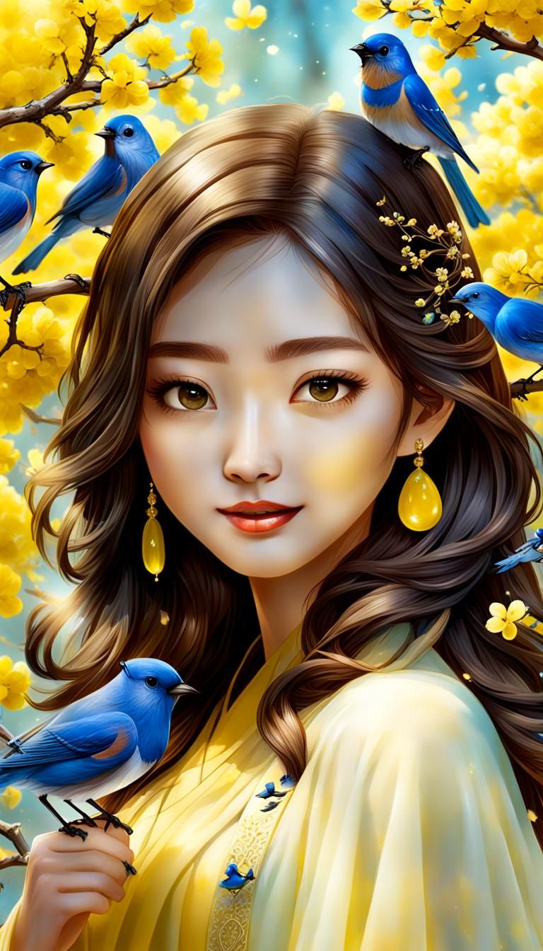 Yellow Jade Teen Girl in Graffiti Art Style