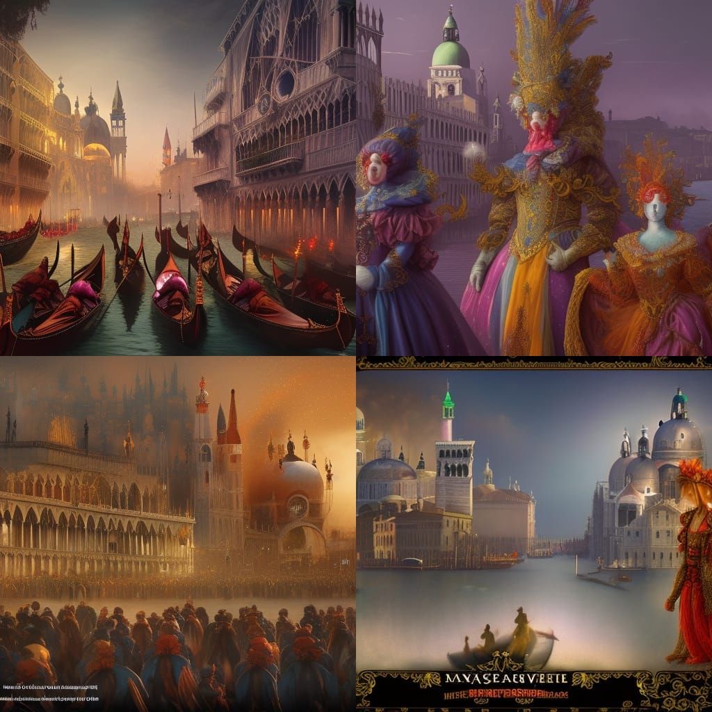 Detailed masquerading venice carnival festival