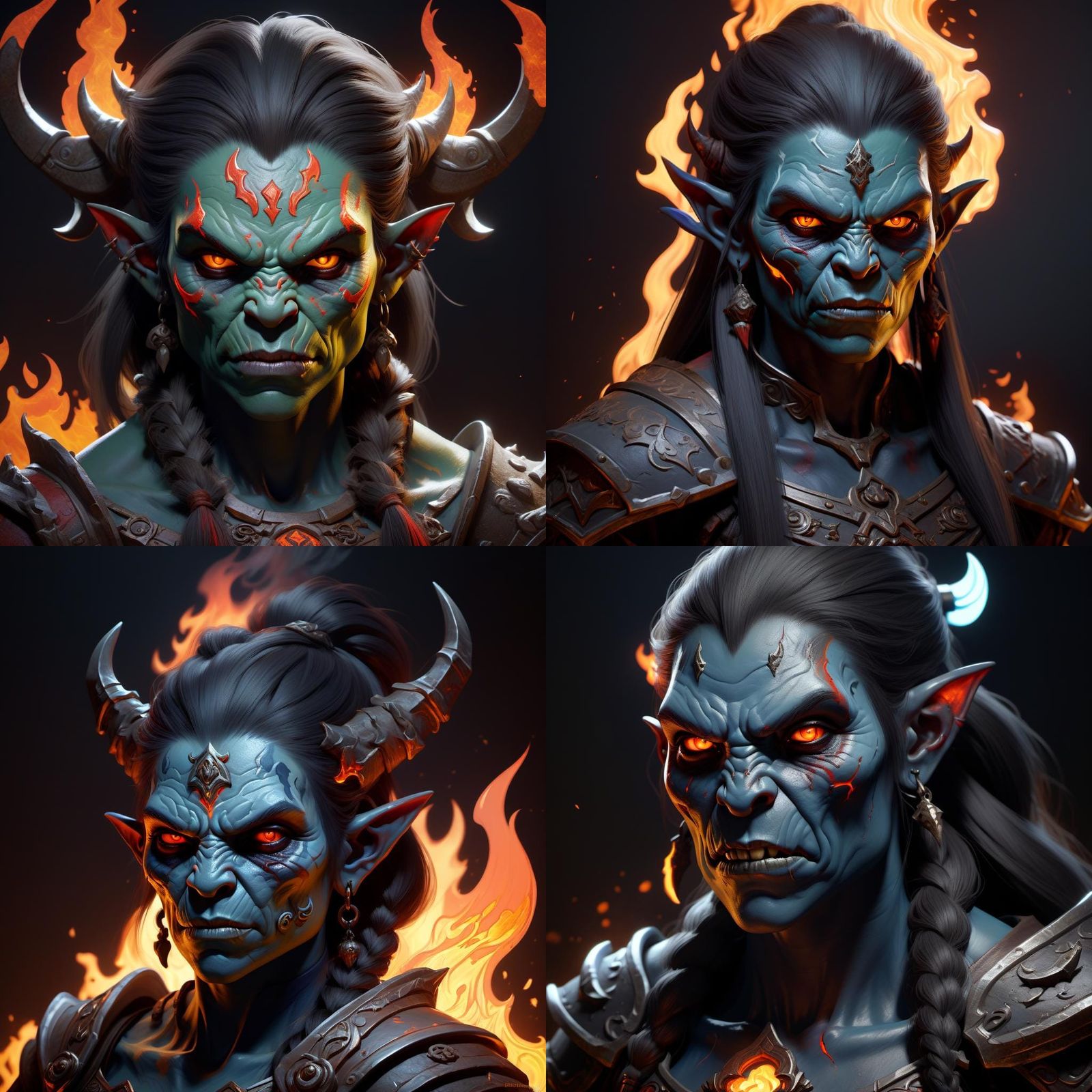 Demonic Porcelain Orc Woman Portrait in 8k