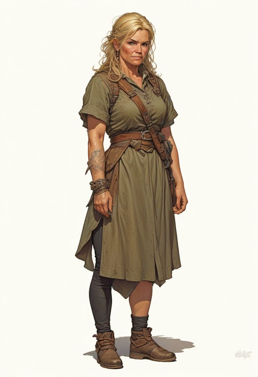 Fantasy Illustration of a Blond Female Villager