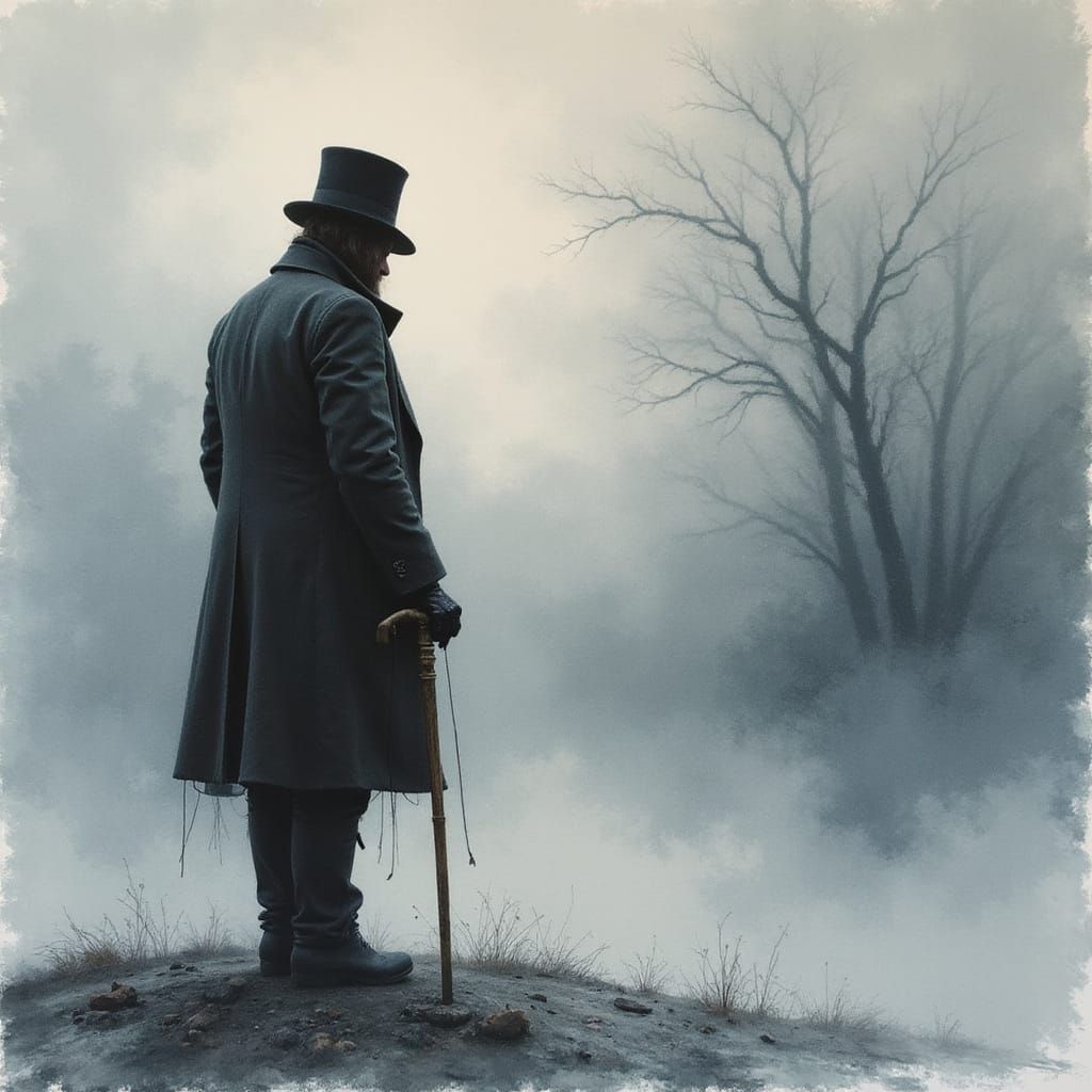 Ethereal Figure in Foggy Twilight