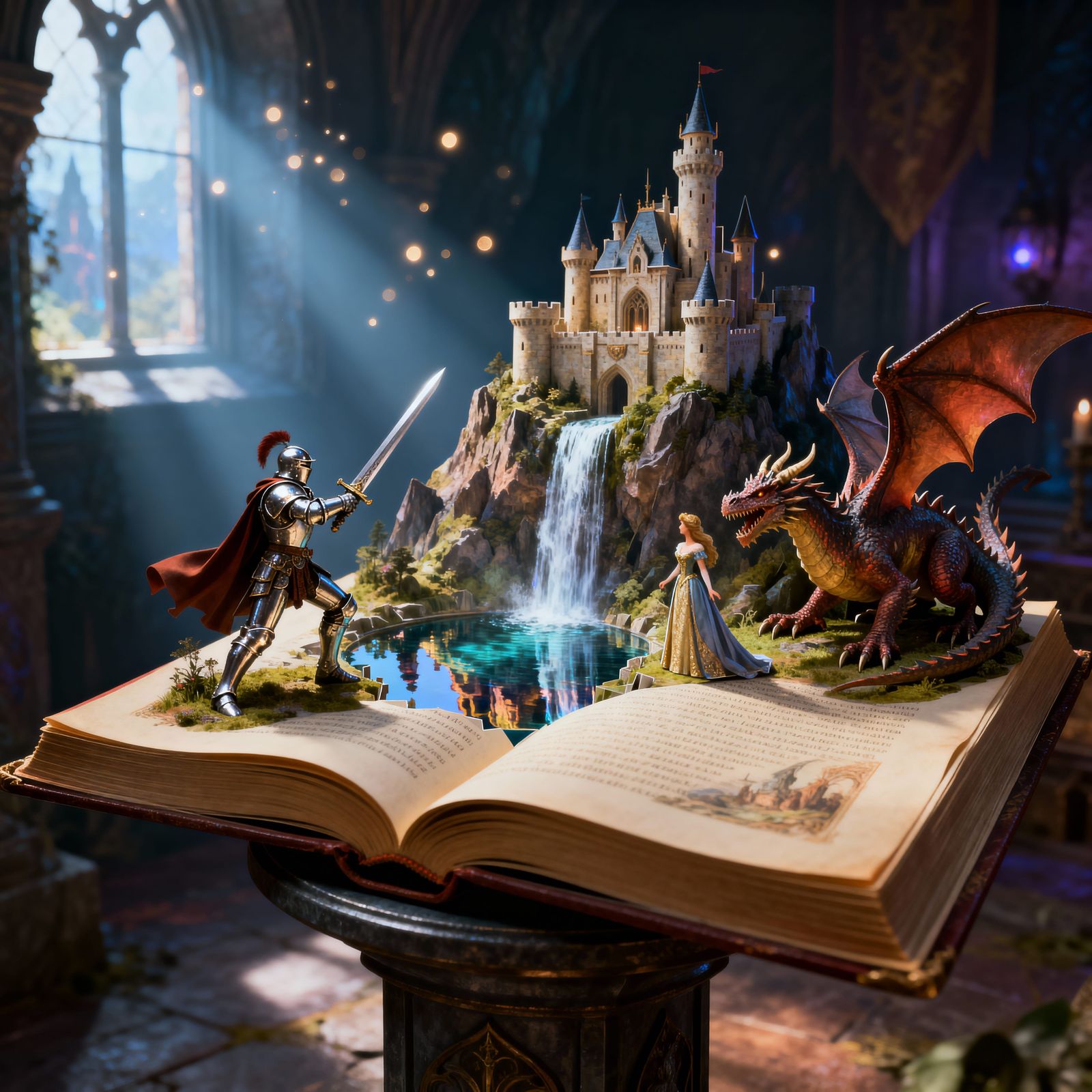 Renaissance Fantasy Pop-Up Book: Knight Battles Dragon