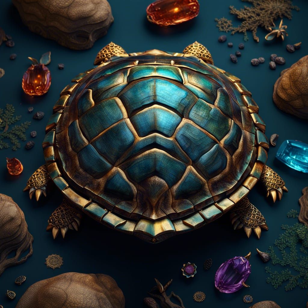 Fantastical Turtle Shell Jewelry Box in Detailed Matte Paint...