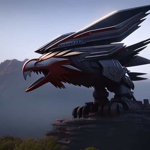 Giant Mechanical Eagle in Sci-Fi Cinematic Style