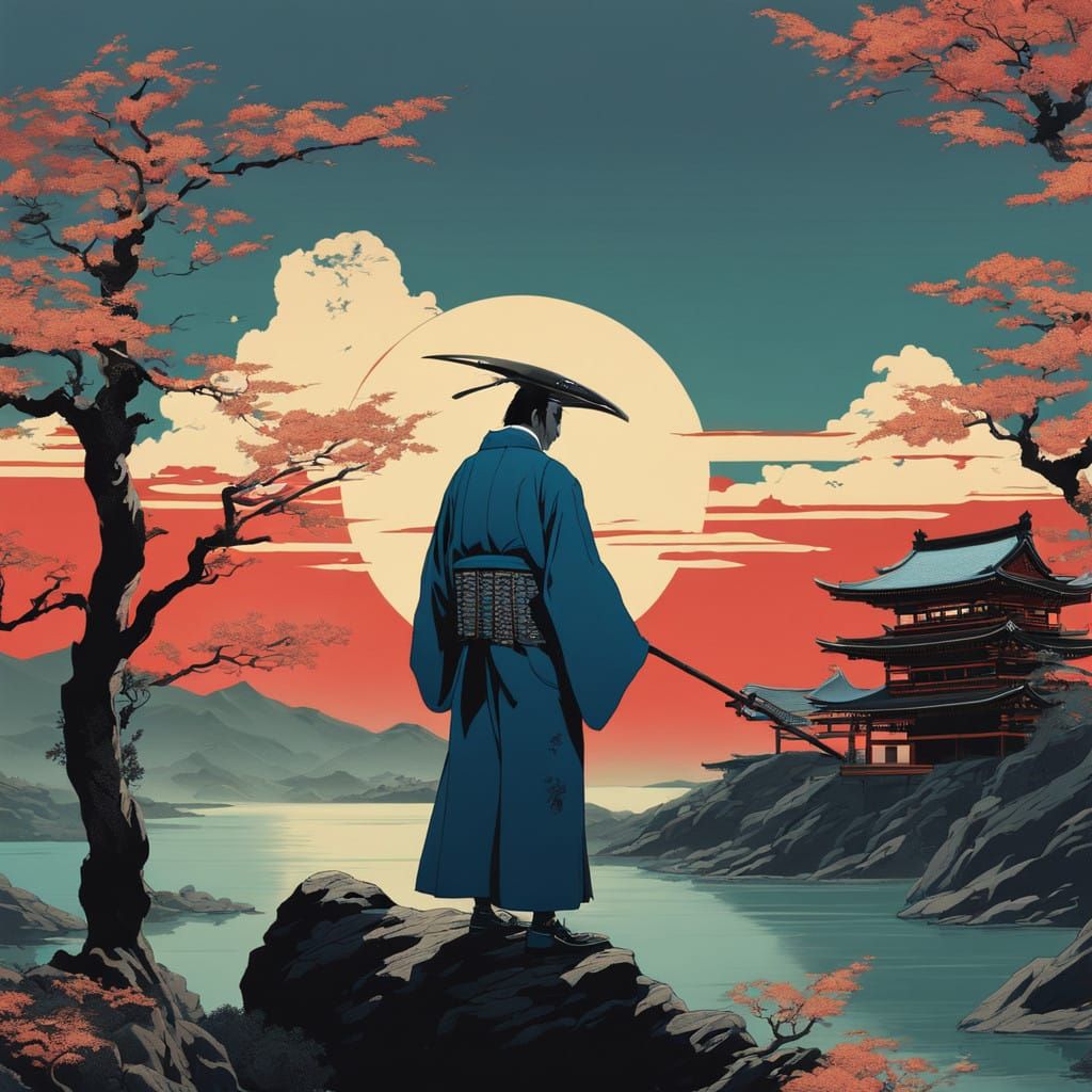 Majestic Grim Reaper in Traditional Japanese Kimono