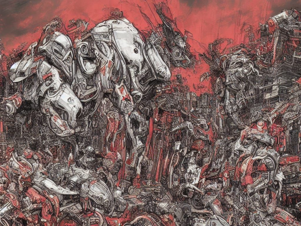 Robot Zombies Attack Cyber City in Manga Style