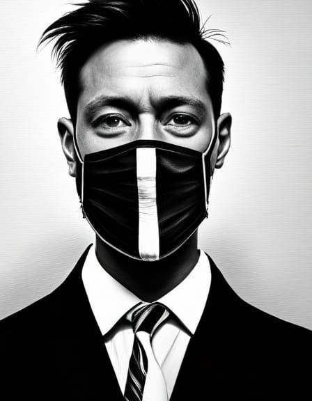 Taped Mouth in Striking Black and White