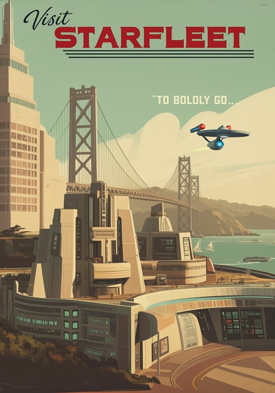 Visit Starfleet: Retro-Futuristic San Francisco Travel Poste...