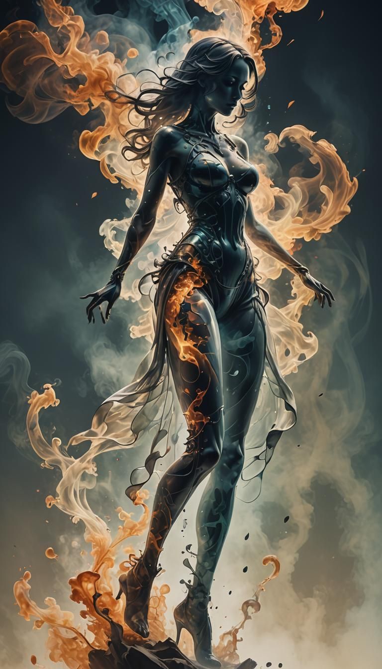 Ghostly Phantom Girl Mirage in Hyperrealistic Splash Art