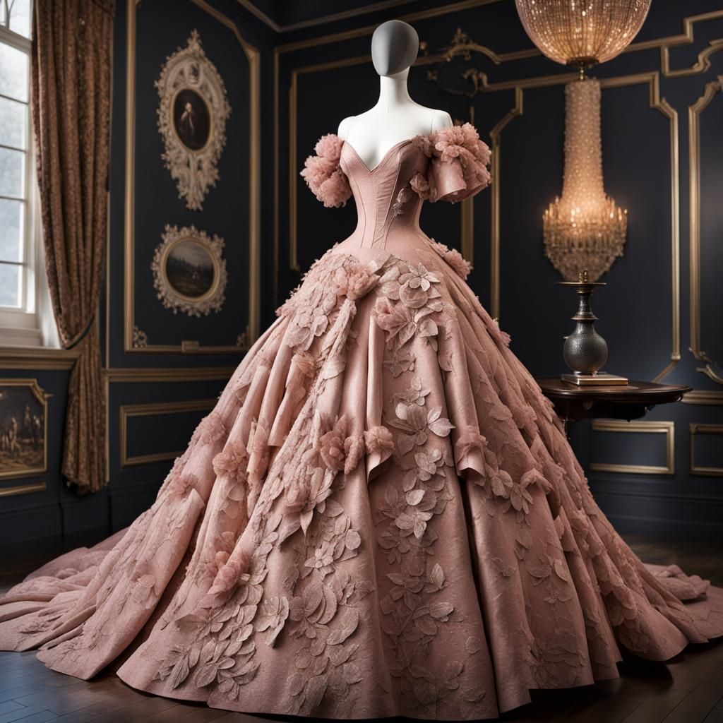 Paper Collage Ball Gown on a Display Mannequin : Alexander M...