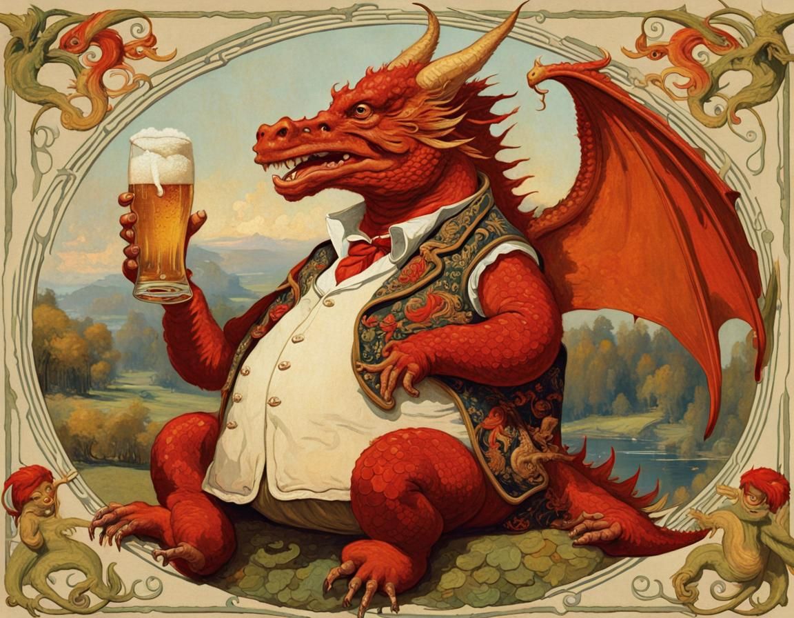 Dragon Beer Art Nouveau Poster