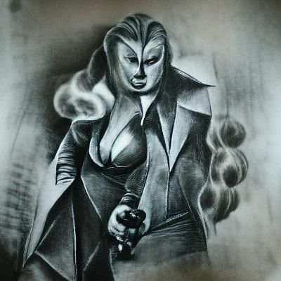 Femme Fatale Villain in Charcoal Style
