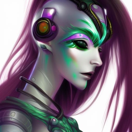 Cyberpunk Dragon Elf Girl Portrait