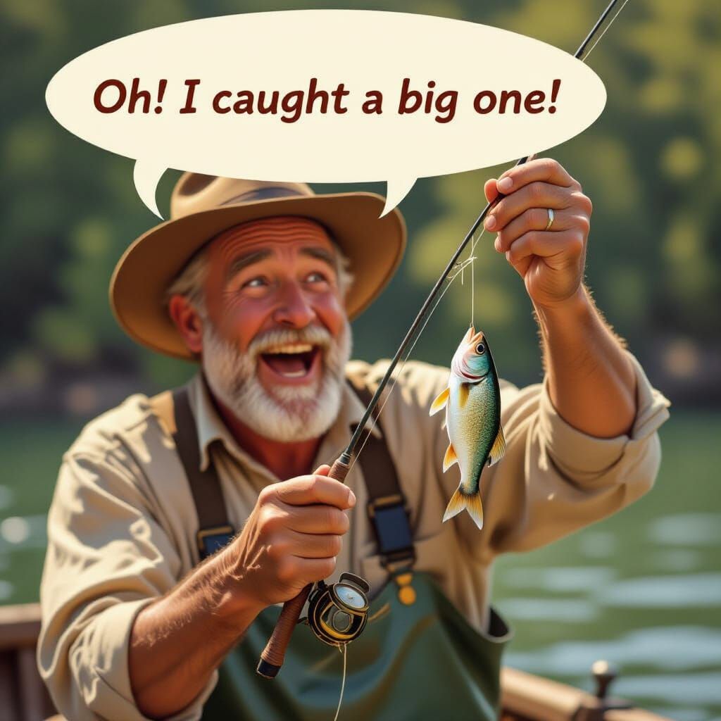 Fisherman's Comical Catch: Tiny Fish, Big Excitement