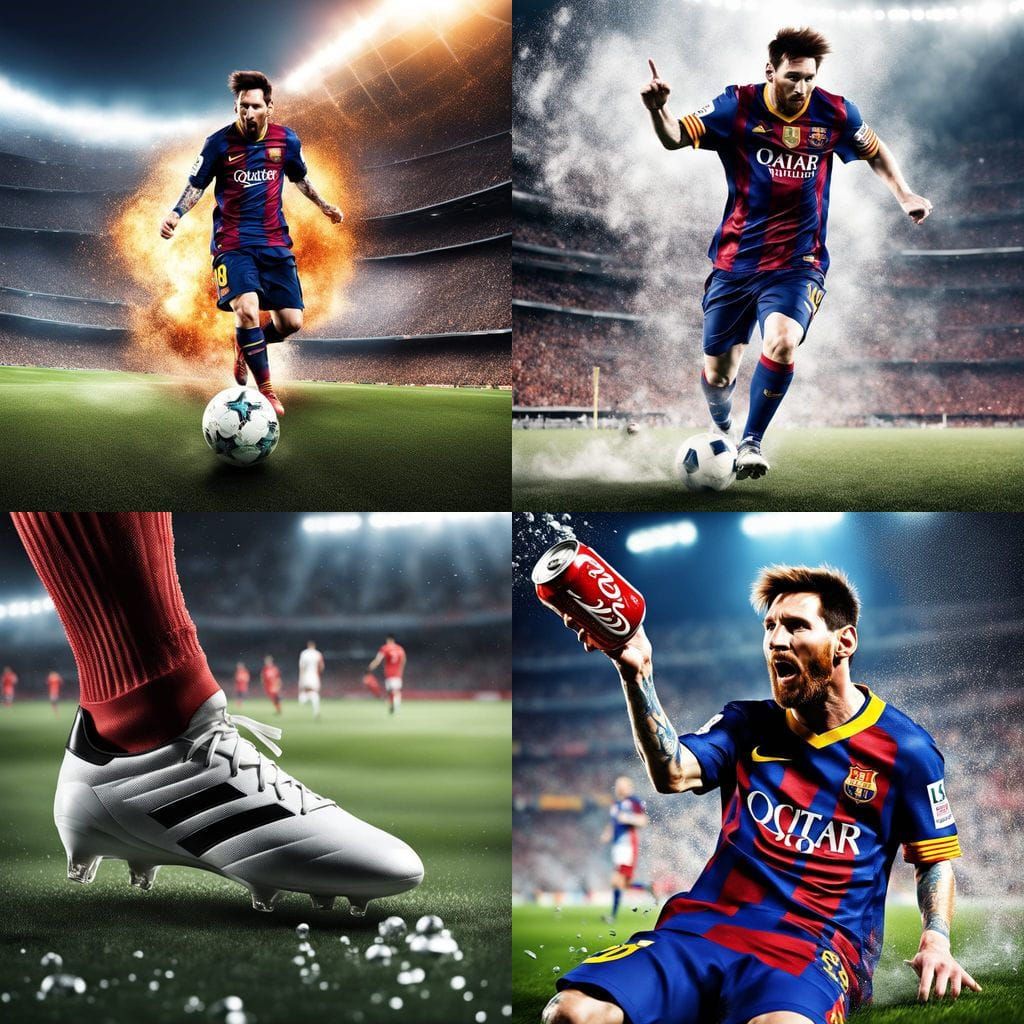 Soda Kick: Messi Action Shot in Stadium